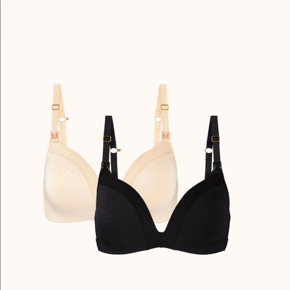 Black and beige “The No-Wire Maternity Bra”